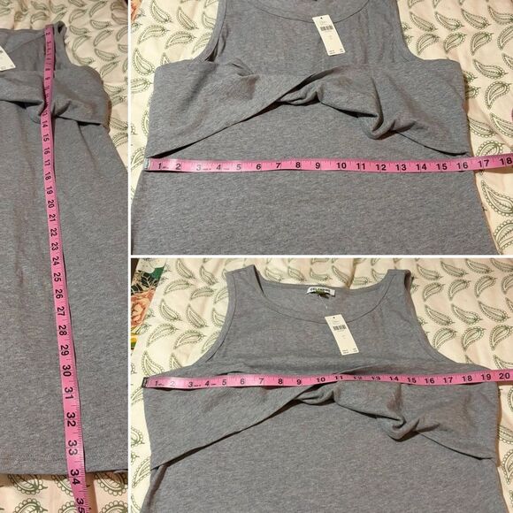 Anthropologie Celandine Sleeveless Twist Cotton T-Shirt Mini Dress Beach Grey L - Picture 11 of 11